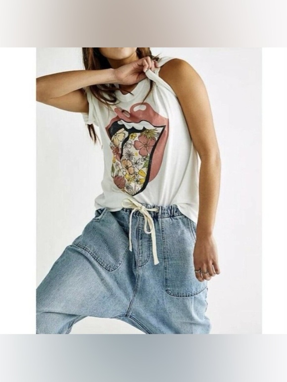 Daydreamer for Free People Rolling Stones Flower Tongue Graphic Tee